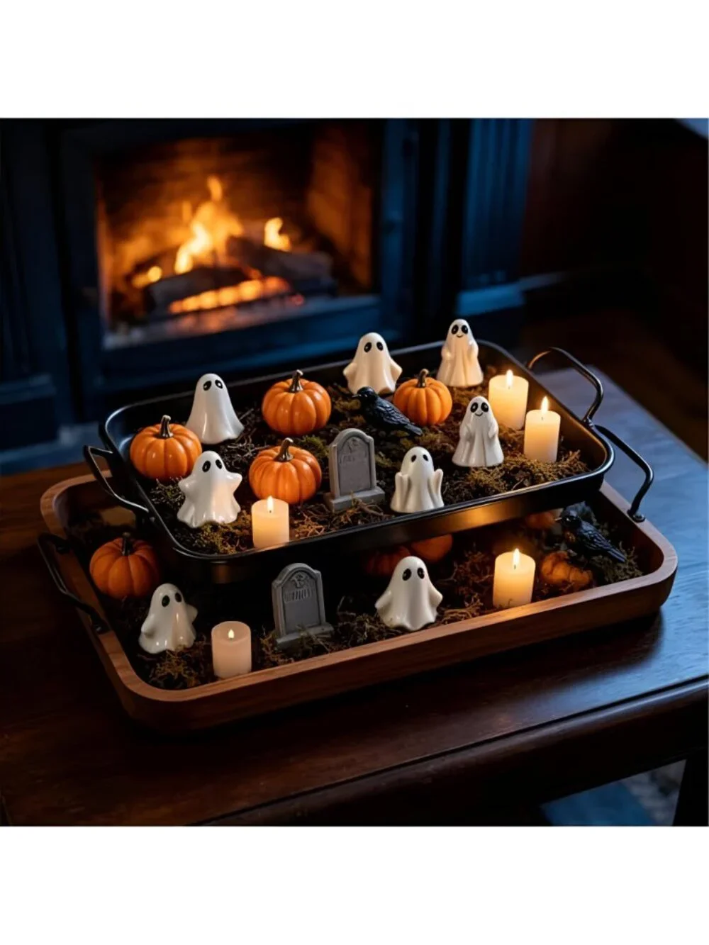Mini Resin Ghosts Figurines 48PCS Halloween Resin Tiny White Ghost Decorations